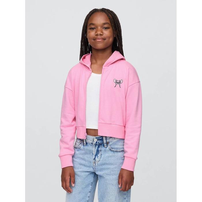 Lilo & Stitch Çocuk Fransız Havlu Kumaş Kısa Fermuarlı Sweatshirt цвет: Розовый