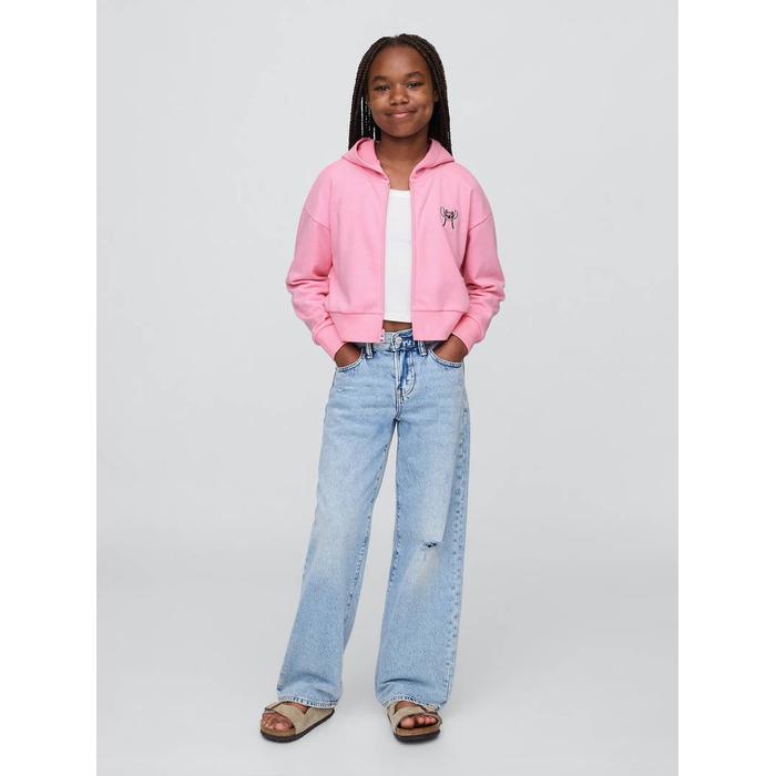 Lilo & Stitch Çocuk Fransız Havlu Kumaş Kısa Fermuarlı Sweatshirt цвет: Розовый