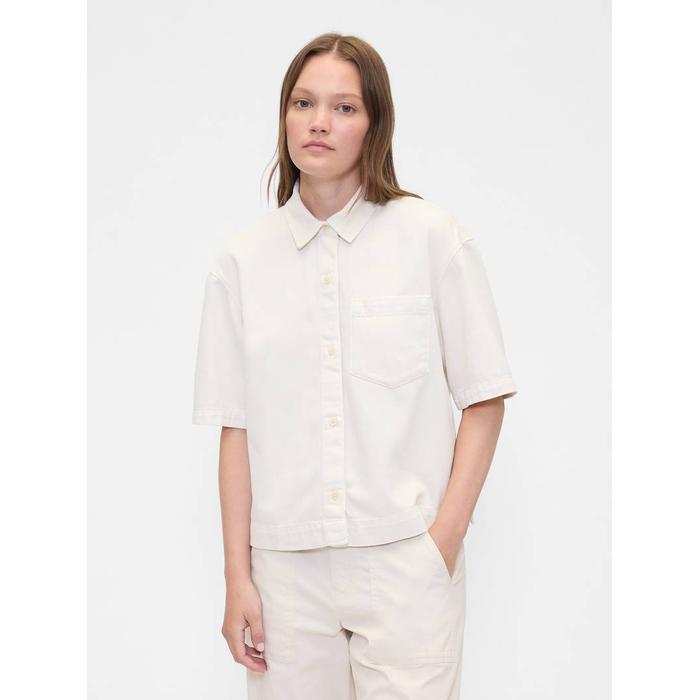 Kısa Kollu Denim Gömlek цвет: Белый