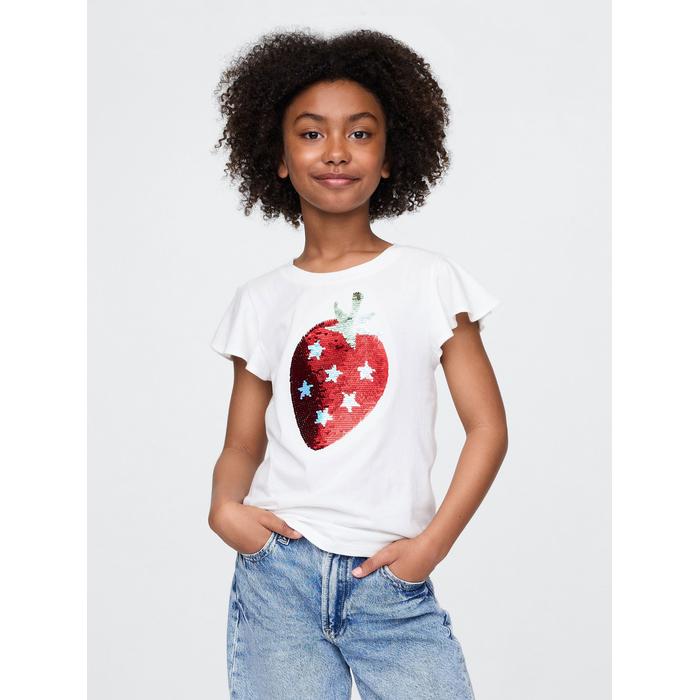 Kids Flippy-Sequin Grafik T-Shirt цвет: Белый