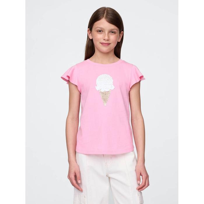 Kids Flippy-Sequin Grafik T-Shirt цвет: Розовый