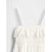 Kids Smocked Ruffle Midi Elbise цвет: Белый