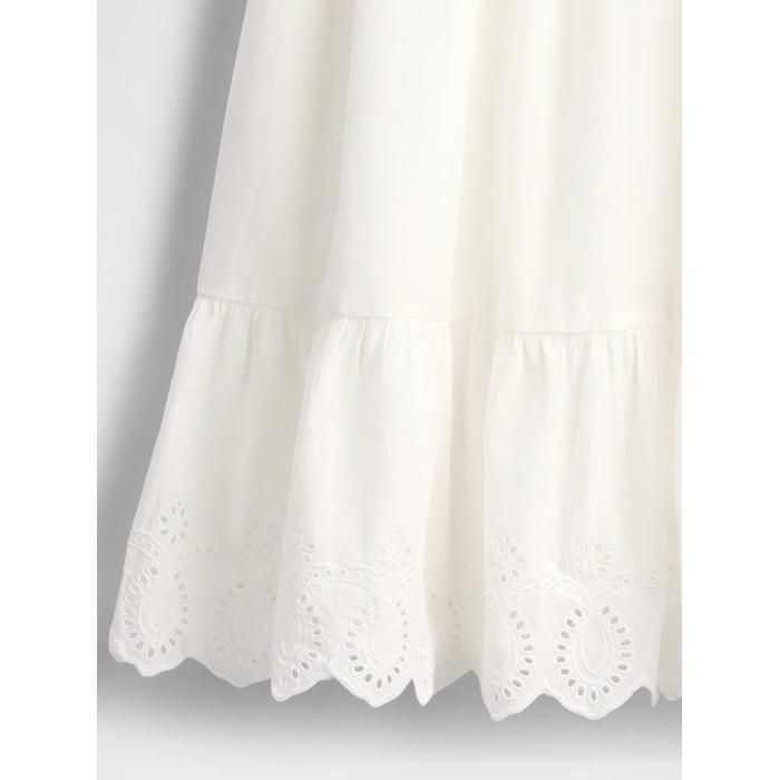 Kids Smocked Ruffle Midi Elbise цвет: Белый