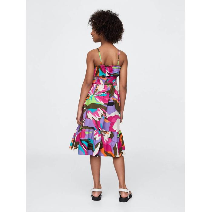 Kids Smocked Ruffle Midi Elbise