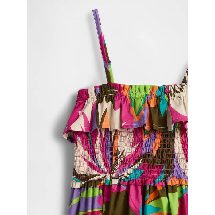 Kids Smocked Ruffle Midi Elbise