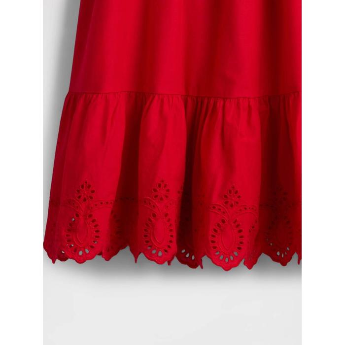 Kids Smocked Ruffle Midi Elbise цвет: Красный