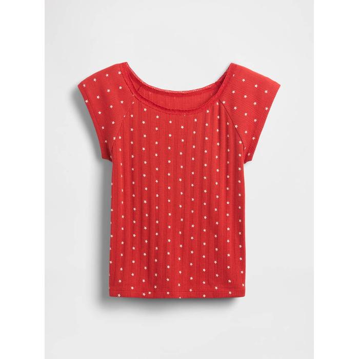 Dantel Yaka Pointelle T-Shirt цвет: Красный