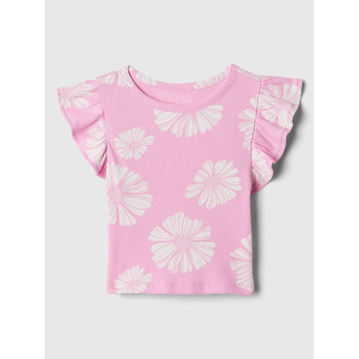 Fırfır Kollu Desenli T-Shirt цвет: Розовый