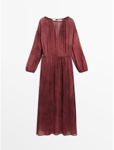 Длинное платье из ткани с принтом с открытыми плечами цвет: 0-907
