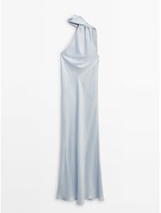 Платье на запáхе с горловиной халтер — Studio цвет: Голубой