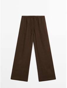 Струящиеся брюки из 100% льна цвет: Коричневый
