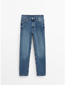 Зауженные укороченные джинсы со средней посадкой цвет: Голубой
