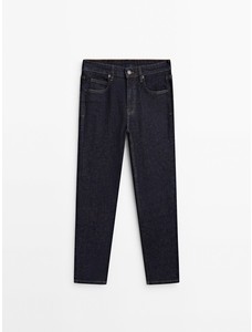 Укороченные джинсы зауженного кроя со средней посадкой цвет: Темно-синий