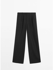 Костюмные брюки в стиле рустик с защипами цвет: Черный