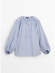 Блуза из жатой ткани цвет: Синий