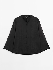 Струящаяся рубашка из рельефного смесового хлопка цвет: Черный