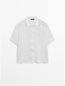 Рубашка из 100% льна с короткими рукавами цвет: Белый