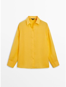 Рубашка оверсайз из 100% ткани рами цвет: Желтый
