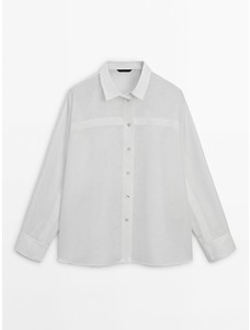 Рубашка из хлопка и льна цвет: Белый