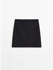 Короткая юбка из смесовой шерсти цвет: Серый