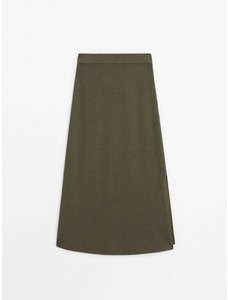 Длинная трикотажная юбка прямого кроя цвет: Зеленоватый