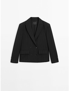 Костюмный пиджак в тонкую полоску цвет: Черный