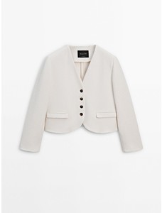Короткая куртка с подплечниками цвет: Натуральный, кремовый