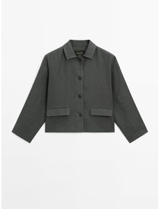 Короткая куртка оверсайз цвет: Серовато-зеленый