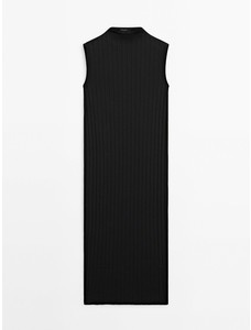 Трикотажное платье миди в рубчик цвет: Черный