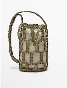 Небольшая плетеная сумка-мешок из кожи наппа цвет: Мятный