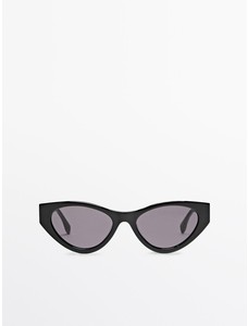 Солнцезащитные очки в черной оправе «кошачий глаз» цвет: Черный