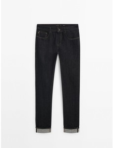 Зауженные джинсы селвидж из расшлихтованной ткани цвет: Черный