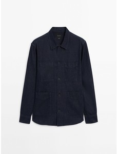 Джинсовая куртка-рубашка с карманами цвет: Полинявший синий