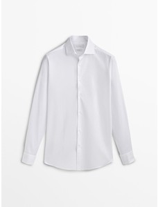 Рубашка облегающего кроя из твила с двойными манжетами цвет: Белый