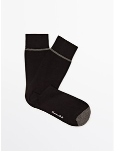 Высокие носки с контрастной горизонтальной полосой цвет: Черный