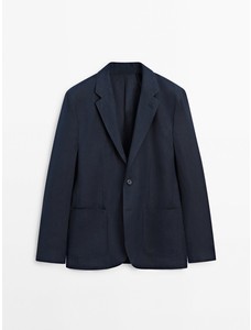 Костюмный пиджак из 100% льна цвет: Темно-синий