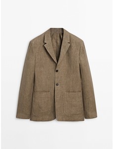 Костюмный пиджак из 100% льна цвет: Бежевый