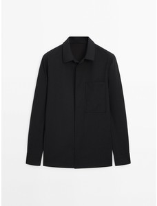 Куртка-рубашка из 100% шерсти цвет: Черный