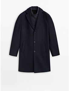 Пальто из смесовой шерсти с отстегивающейся подкладкой цвет: Темно-синий