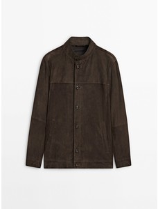 Замшевая куртка с пуговицами цвет: Кротово-коричневый