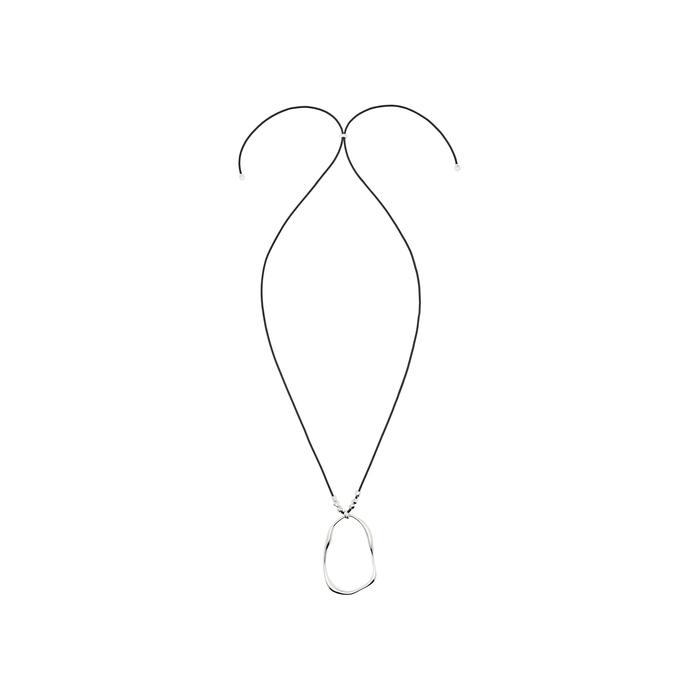 Leather cord necklace with asymmetric piece цвет: Серебряный
