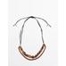 Double cord stone necklace leather цвет: Гранатовый
