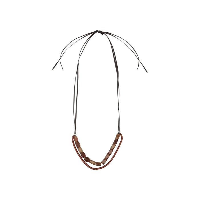 Double cord stone necklace leather цвет: Гранатовый