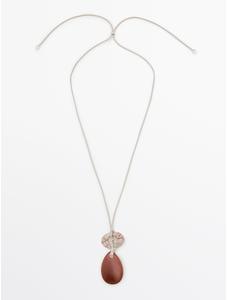 Leather cord necklace with stones цвет: Жемчужно-серый