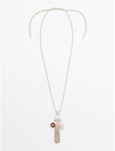 Charm necklace with stones цвет: Жемчужно-серый