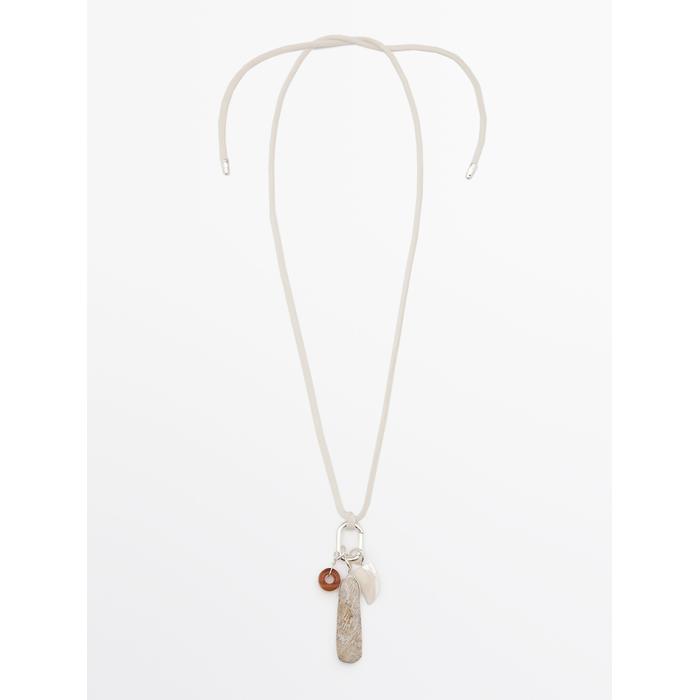Charm necklace with stones цвет: Жемчужно-серый