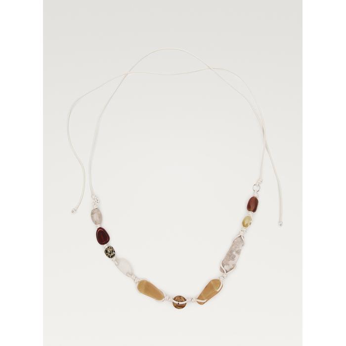 Leather cord belt with stones цвет: Жемчужно-серый