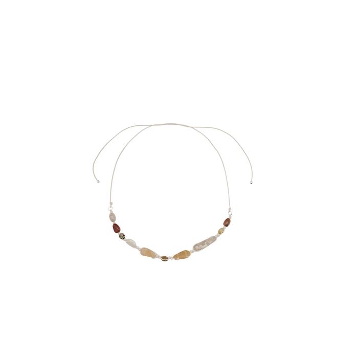 Leather cord belt with stones цвет: Жемчужно-серый
