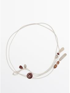 Misplaced-style leather cord belt with stones цвет: Жемчужно-серый