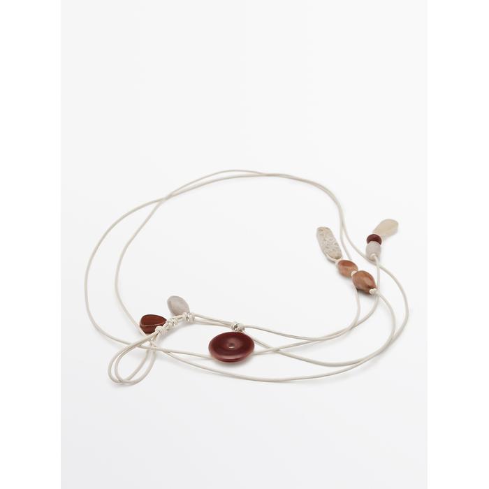 Misplaced-style leather cord belt with stones цвет: Жемчужно-серый